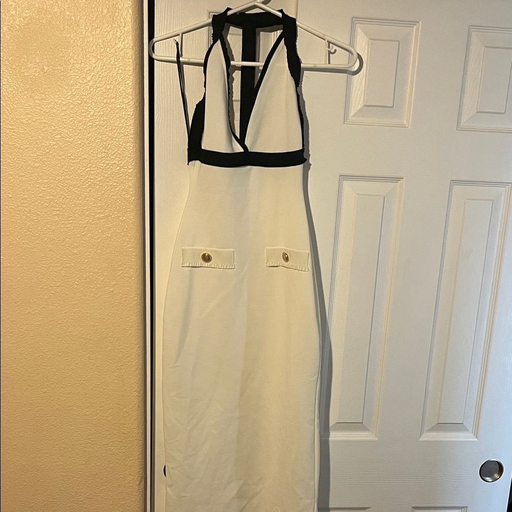 Zara Black and White Backless Dress